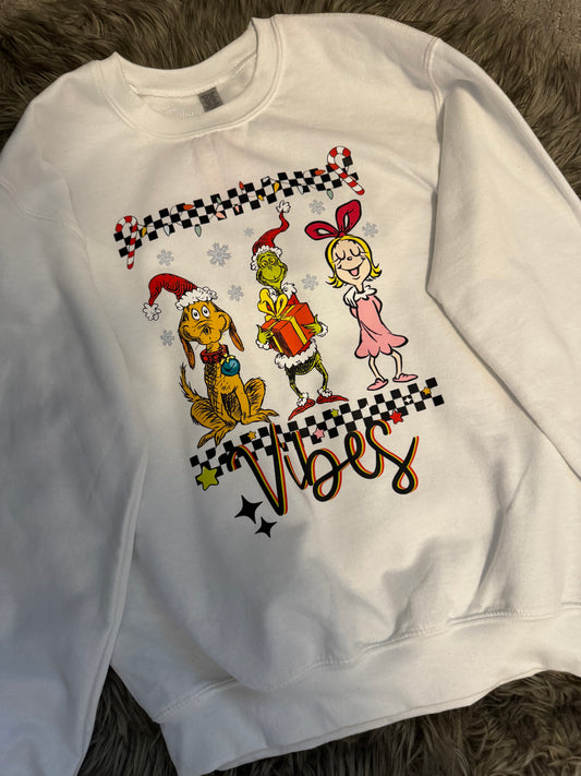 Grinch Vibes - Crewneck - White - Small